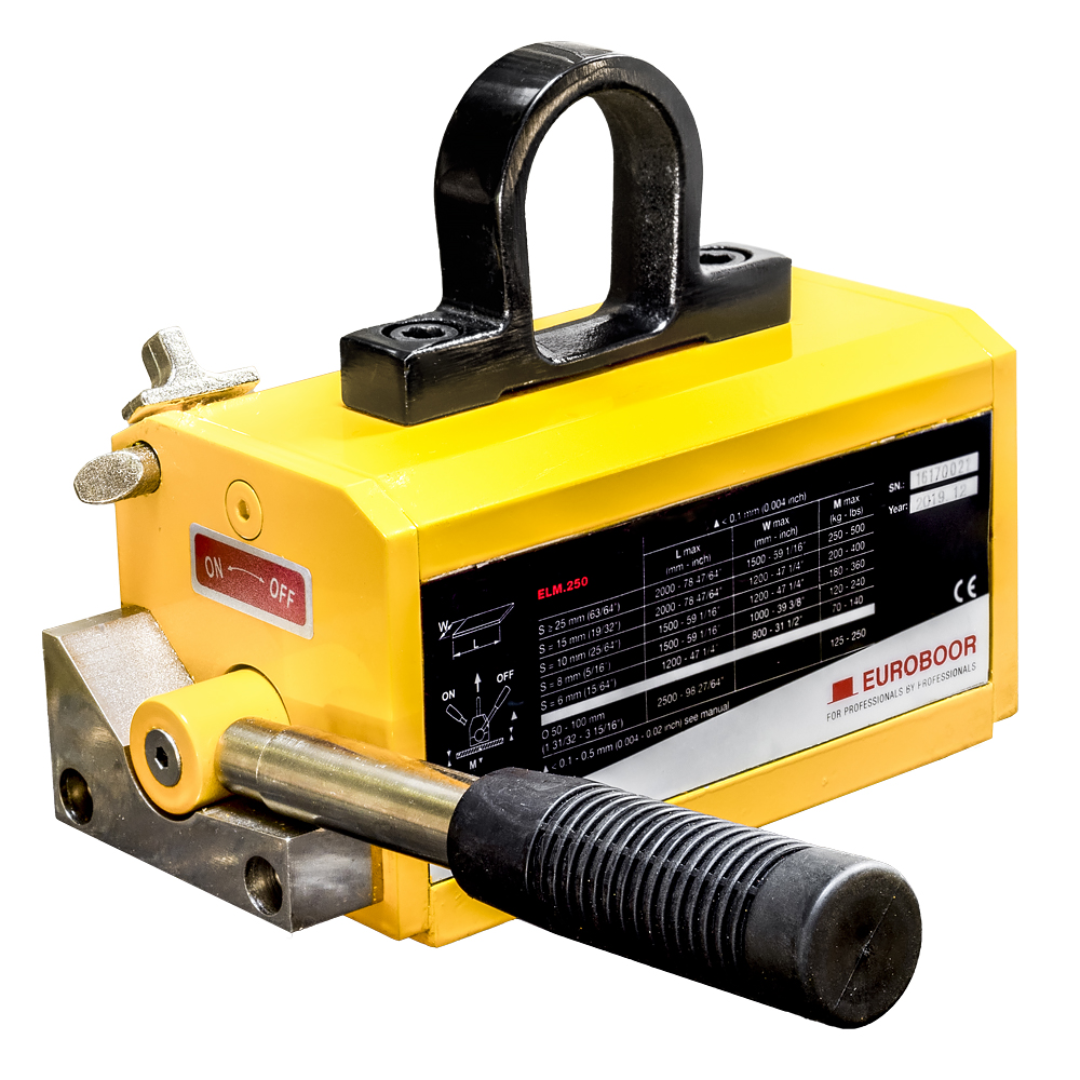 Euroboor ELM.250 Lifting Magnet industrial magnetic lifting tool with locking handle for lifting ferrous metal materials in fabrication and workshop environments