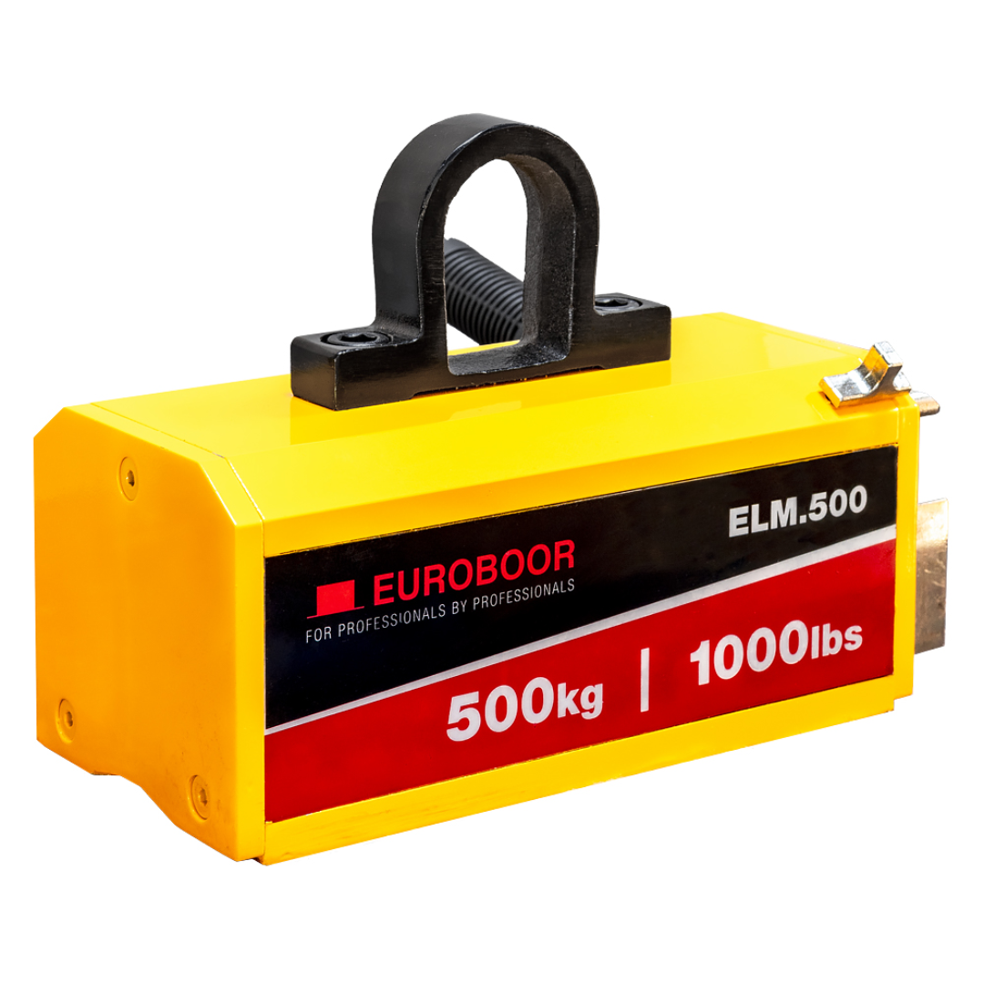 Euroboor ELM.500 Lifting Magnet permanent magnetic lifter with 500 kg lifting capacity designed for handling heavy steel plates and ferrous materials in industrial environments
