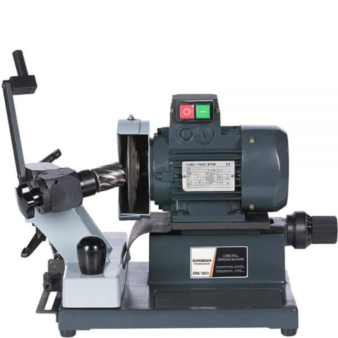 Euroboor ERM.100/3 Resharpening Machine complete workstation with adjustable cutter holder and precision grinding assembly for annular cutter maintenance