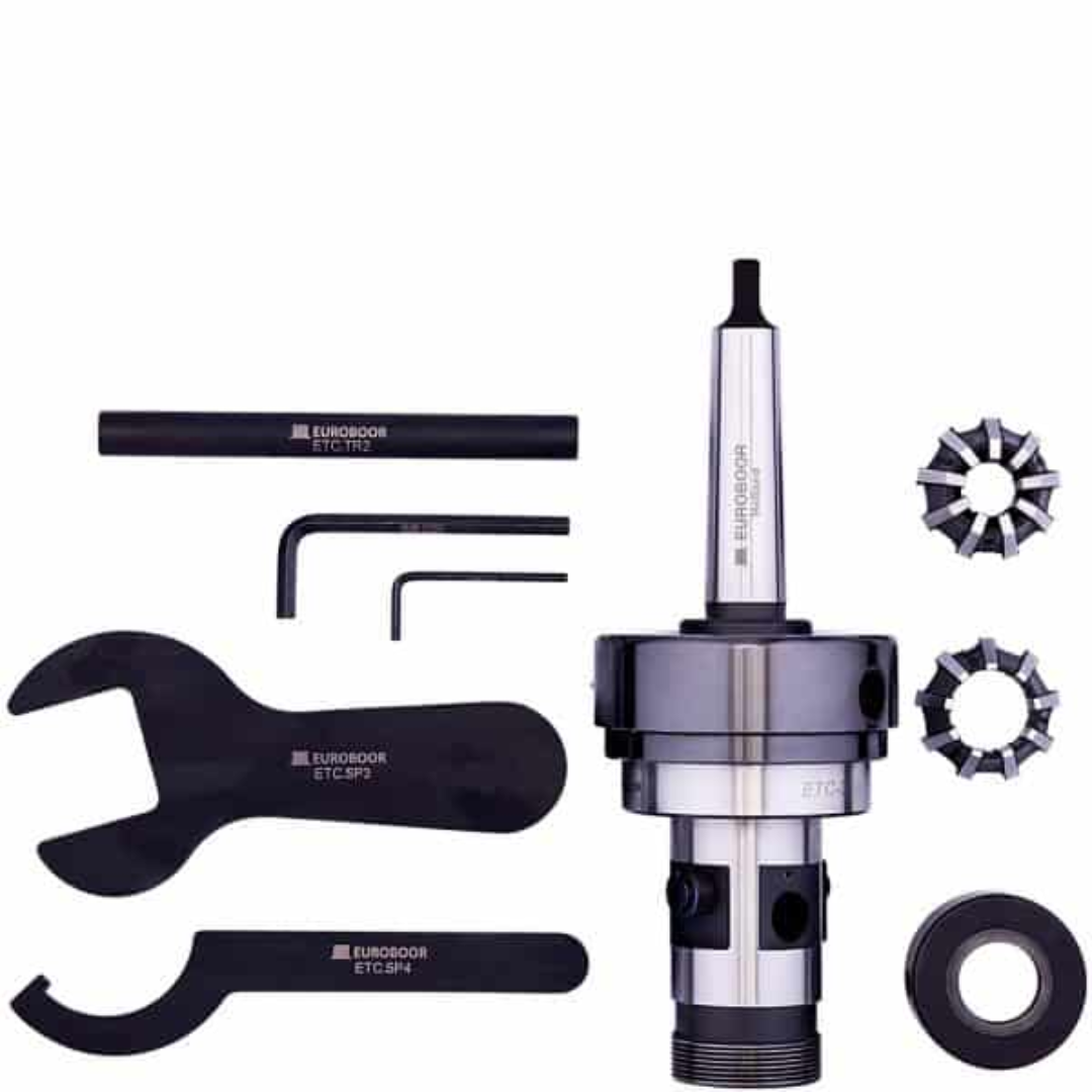Euroboor ETC.3 Tapping Chuck complete kit including MT3 tapping chuck, torque adjustment tools, and accessories for precision metal threading operations
