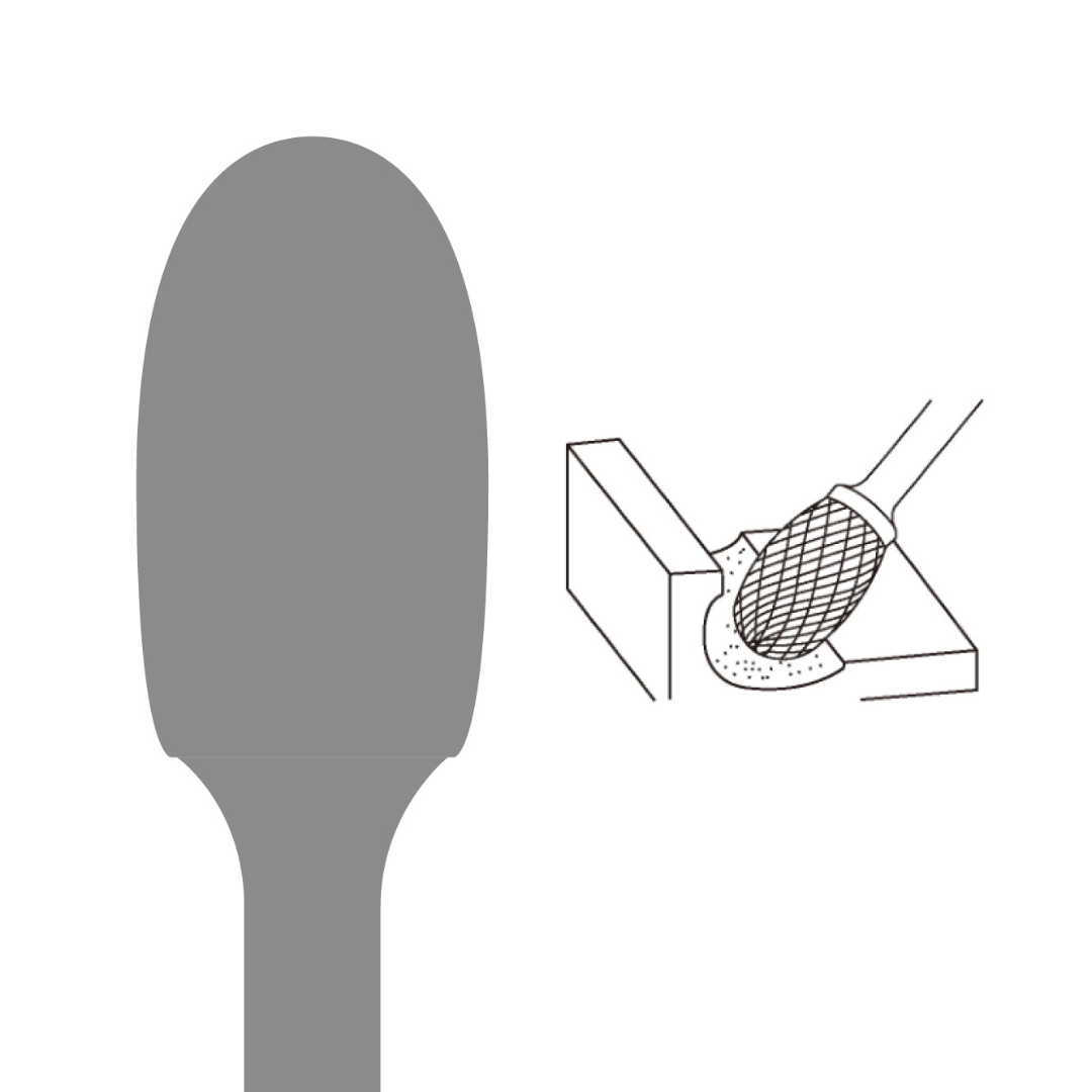 Euroboor SE Carbide Burr technical profile illustration demonstrating oval burr geometry