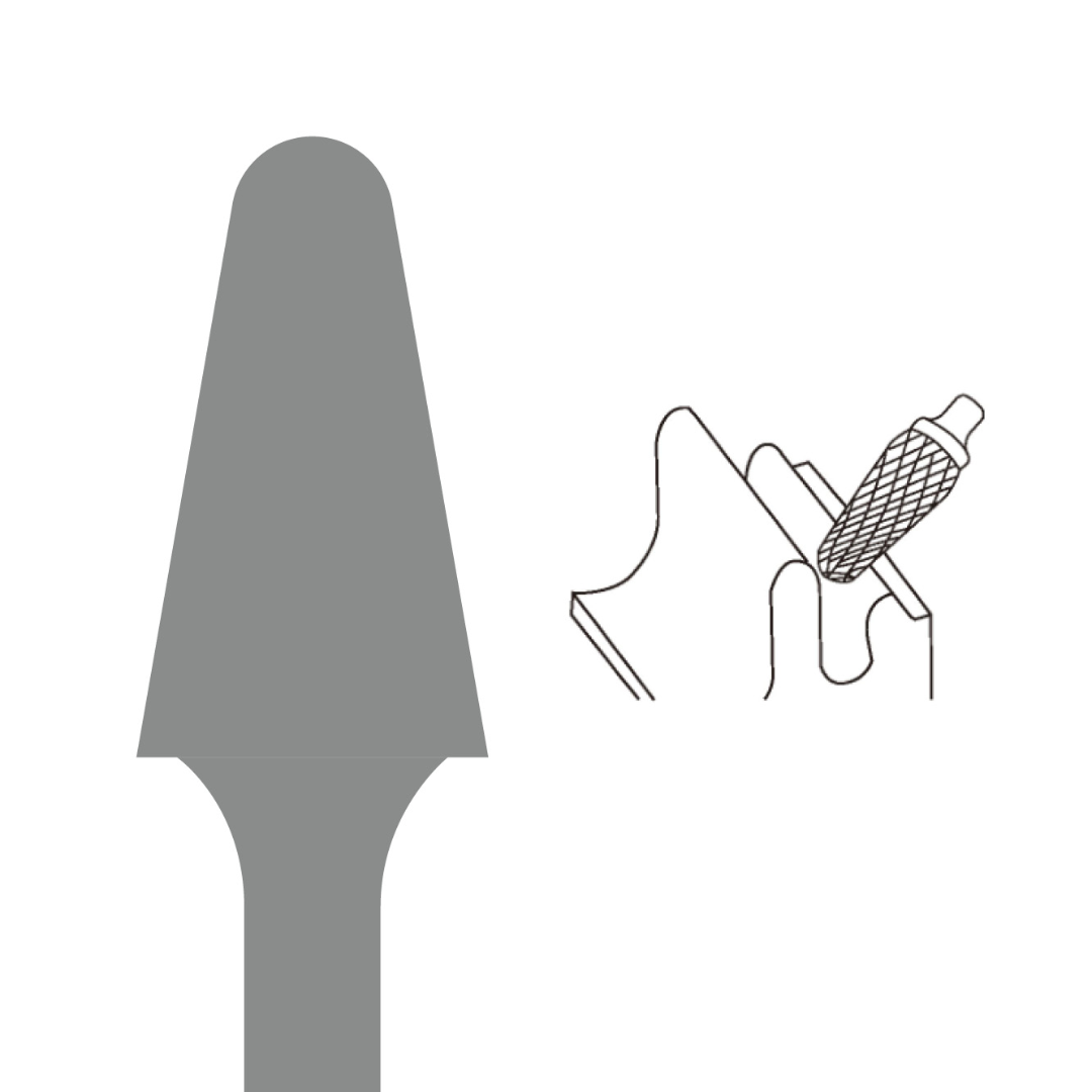 Euroboor SL Carbide Burr technical profile illustration demonstrating tapered tree burr geometry