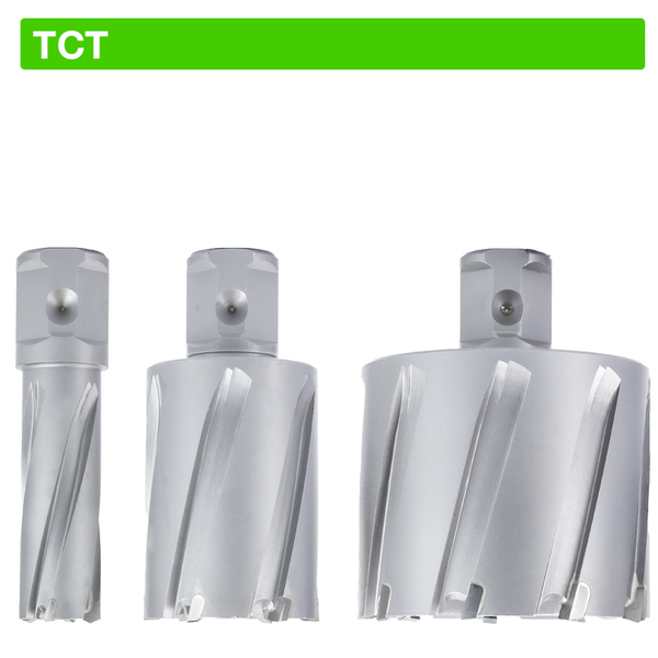 Euroboor TCT 1" Depth Annular Cutter tungsten carbide tipped annular cutter designed for high-performance drilling in hard steel and abrasive materials.