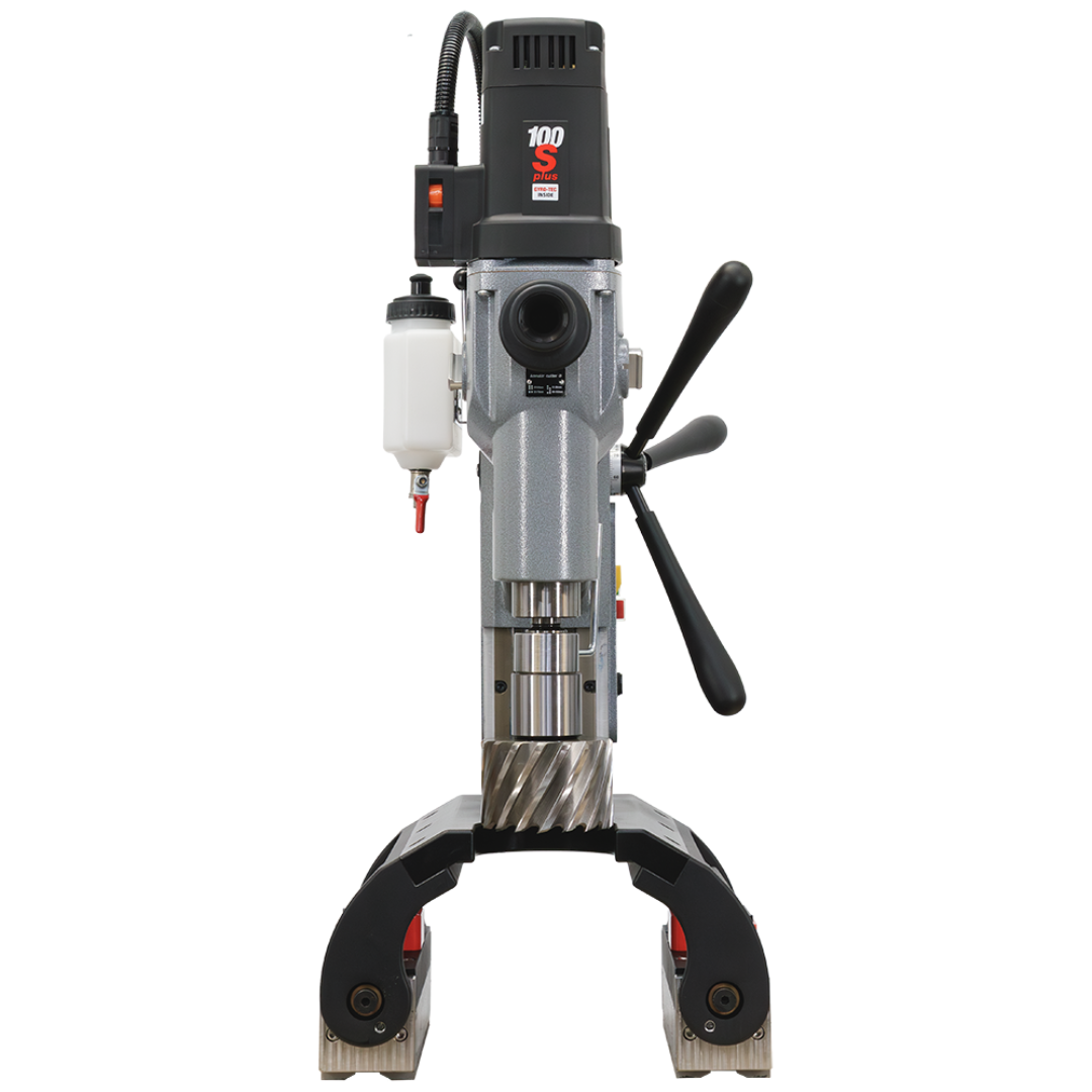 Euroboor TUBE.100S+/T Magnetic Drilling Machine vertical profile mounted on round pipe for structural tube drilling