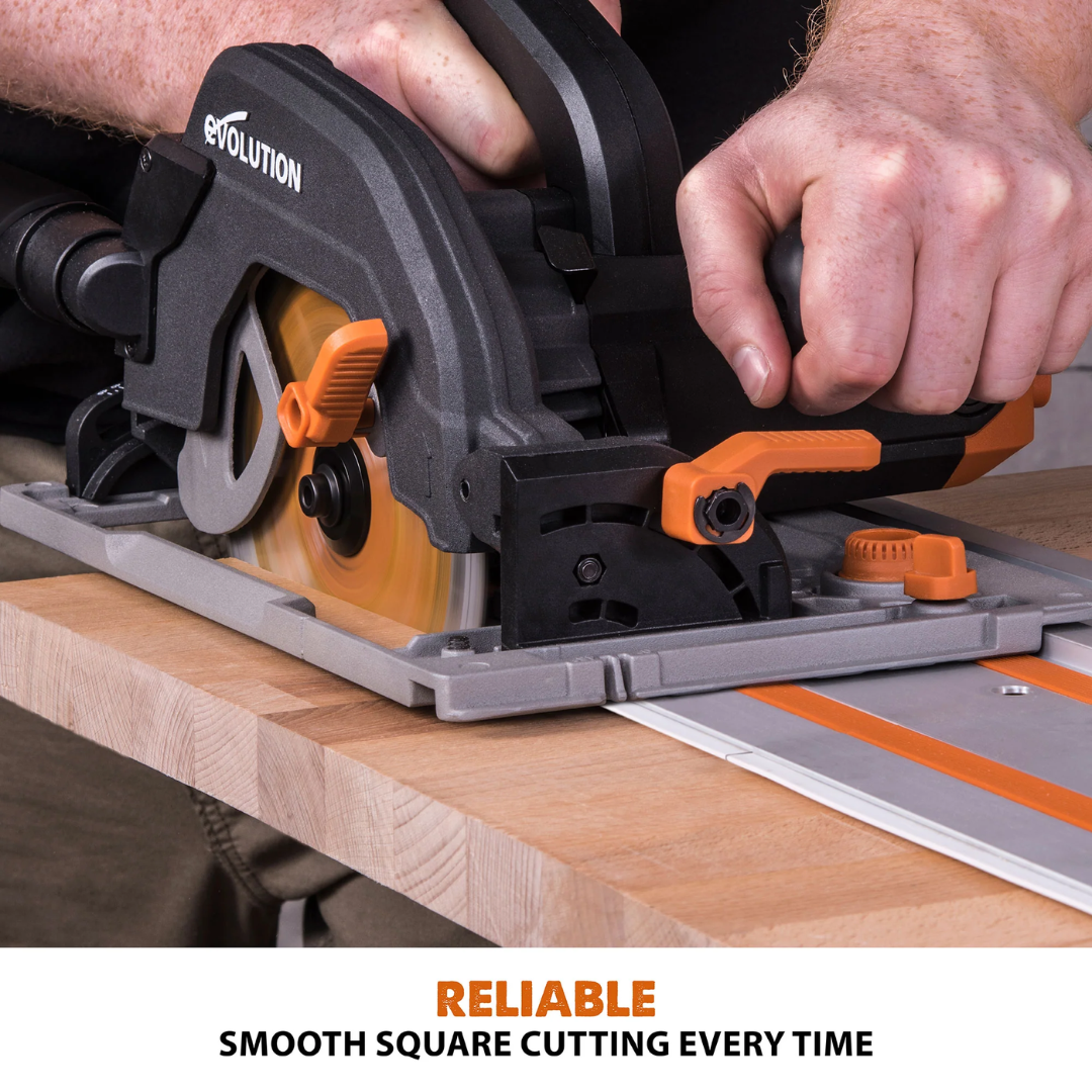 Evolution Power Tools Multi-Material Cutting Circular Saw 7-1/4 in. Blade R185CCSX featuring easy bevel adjustment for accurate angled cutting applications.