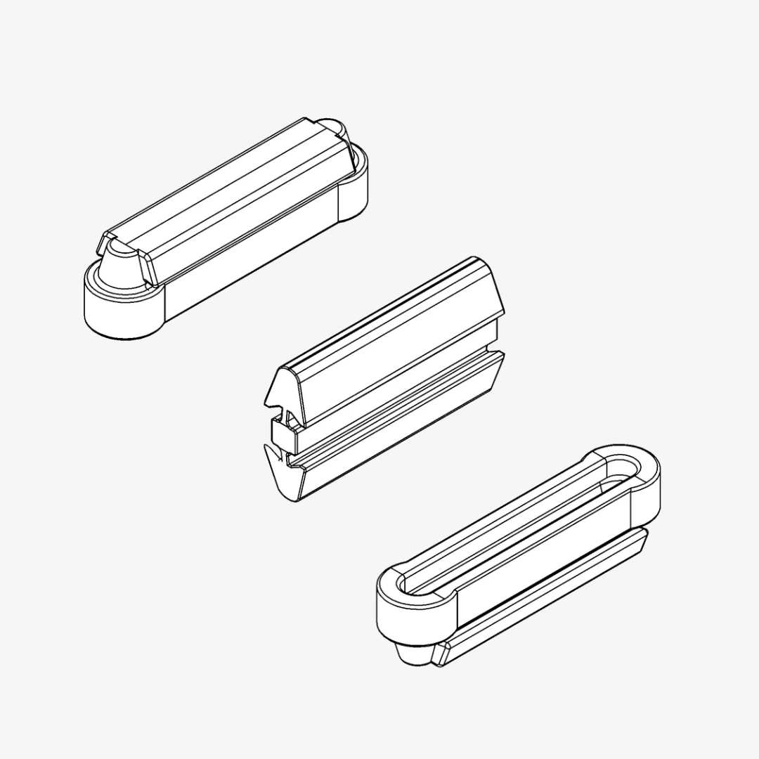 Multiple units of Virutex BOX OF 100 OVVO CONNECTORS 1240 arranged to show consistent size and modular connector format