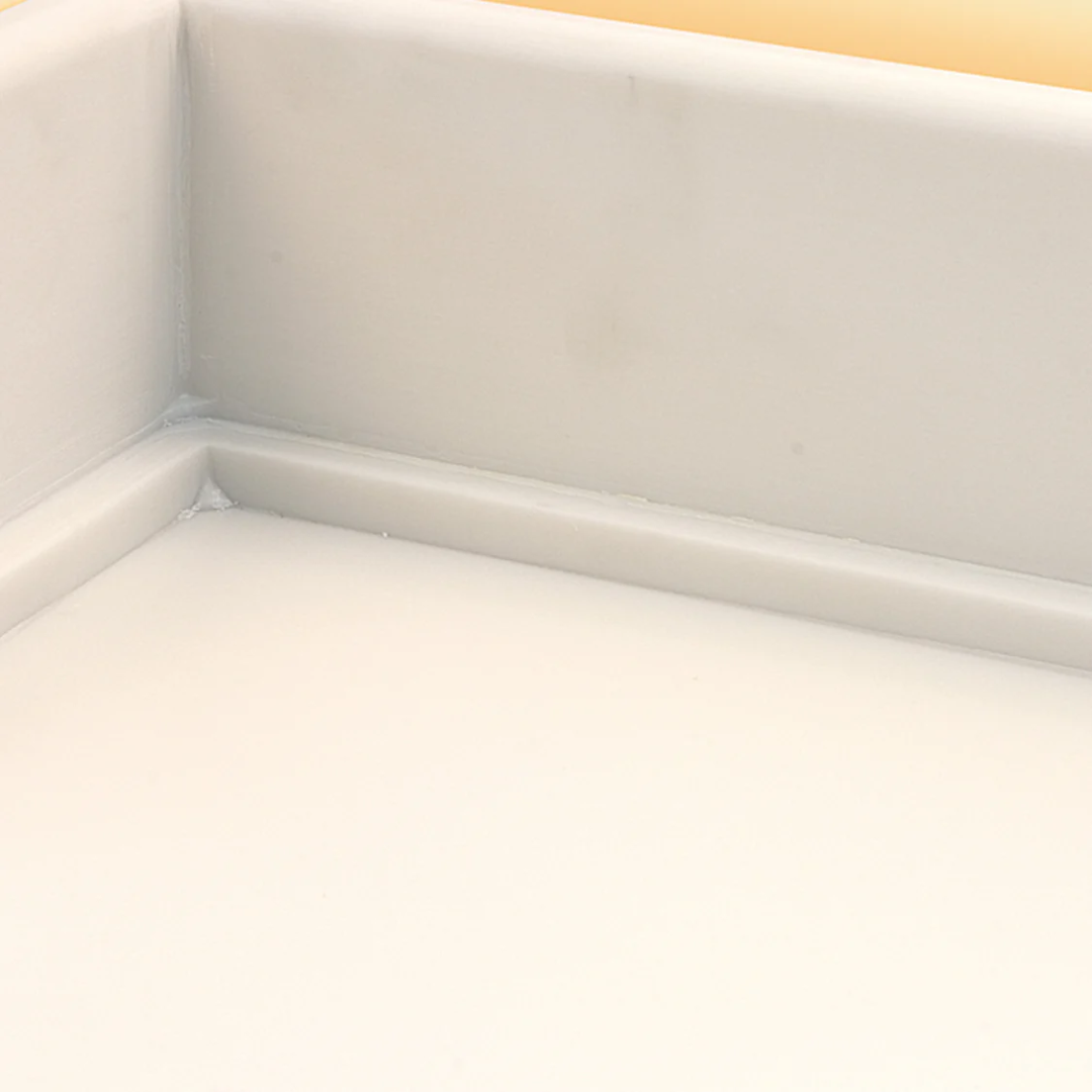 Finished inside corner detail achieved using Virutex FR217S Angle Trimmer For Solid Surfaces 1700299 with smooth radius