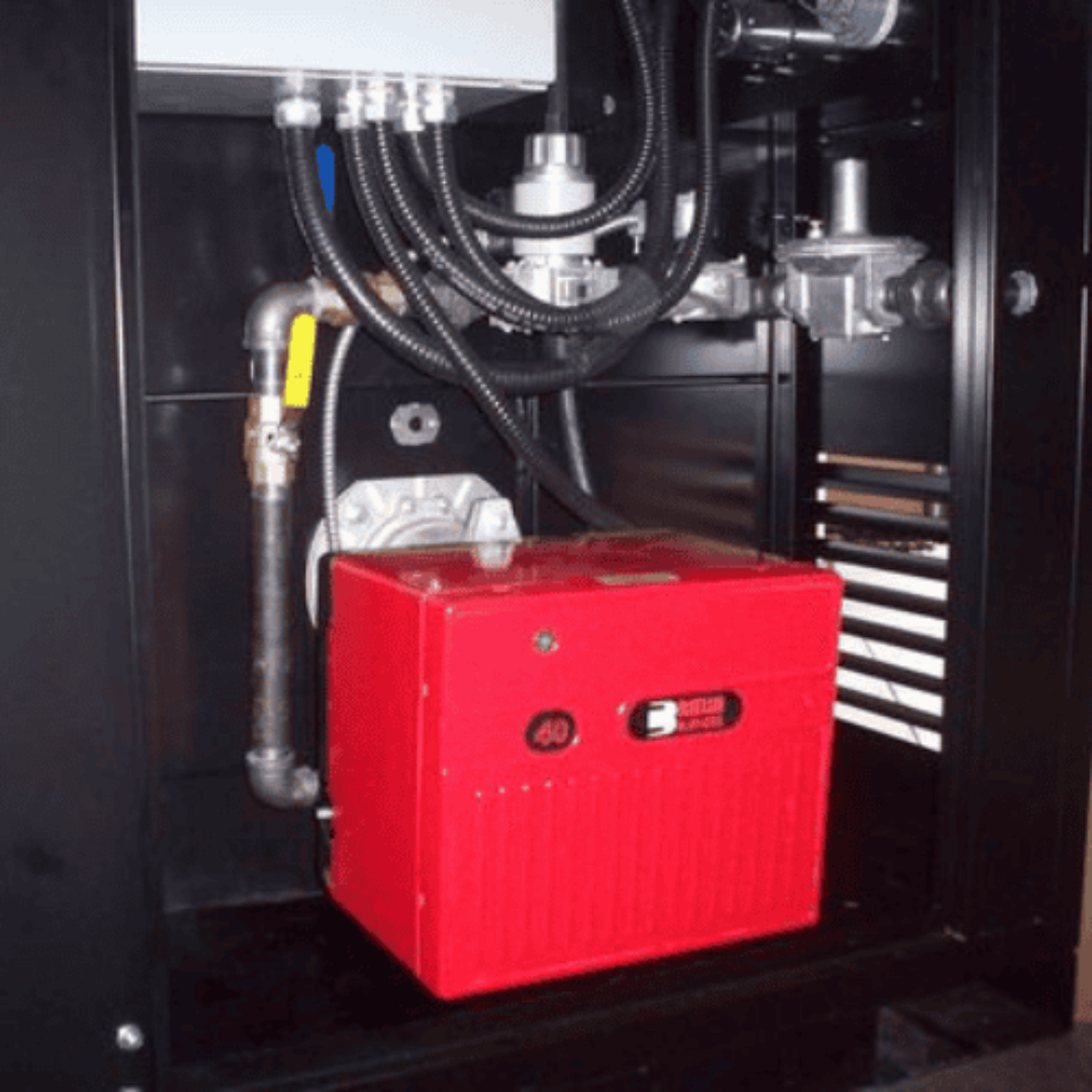 Flagro Indirect Fired Oil Heater FVNP-750 internal burner assembly and fuel system components