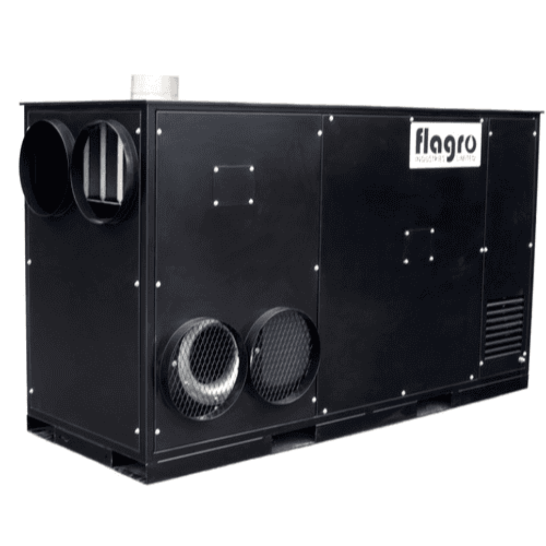 Flagro Indirect Fired Oil Heater FVO-750 industrial enclosed heater unit with duct ports and heavy-duty steel housing