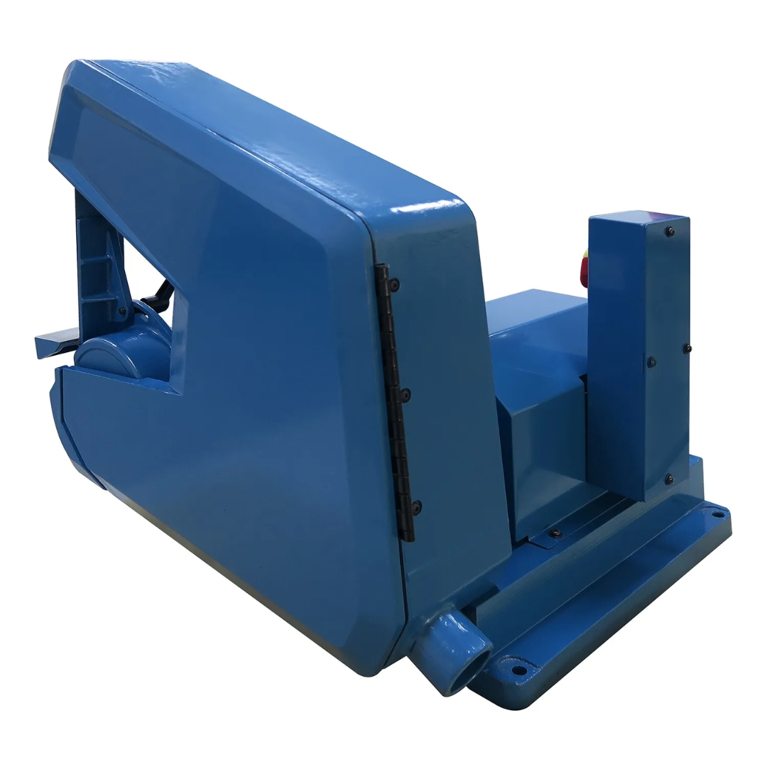 Front-angle view of the Baileigh 2" Single Speed Belt Grinder BG-248S 1227893 showcasing the adjustable work area, belt grinding system, and compact industrial footprint.