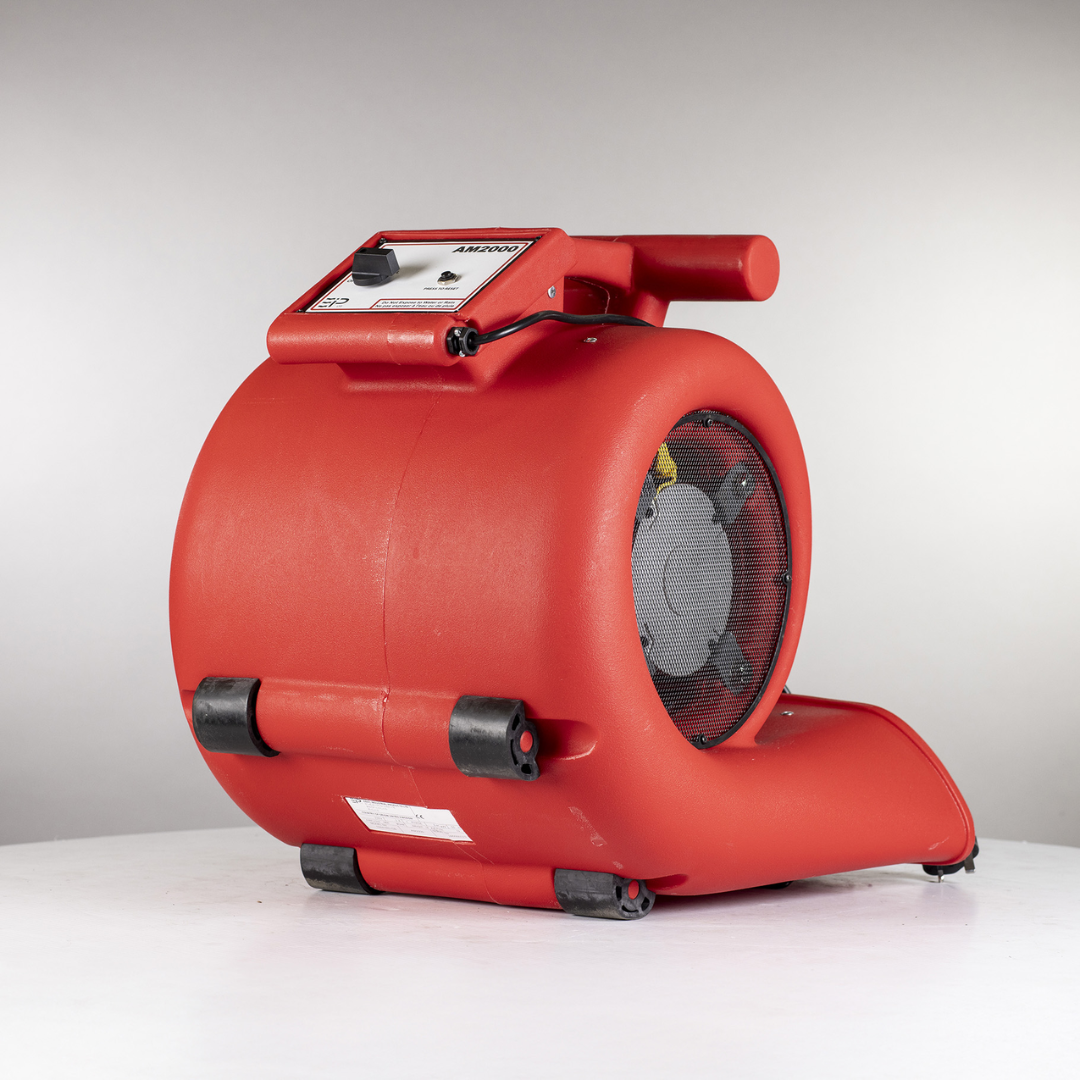 Front view of Ebac AM2000 Airmover 10941RD-US portable centrifugal air mover used for water damage restoration and high-velocity drying applications