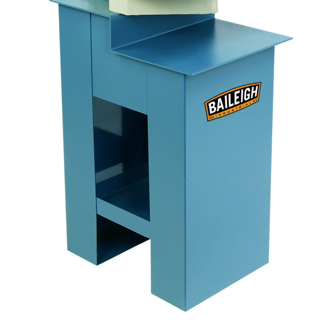Front view of the pedestal stand for the Baileigh Manual Corner Notcher - (SN-F16-HN) 1007260 providing stability and ergonomic operation in industrial metalworking environments.