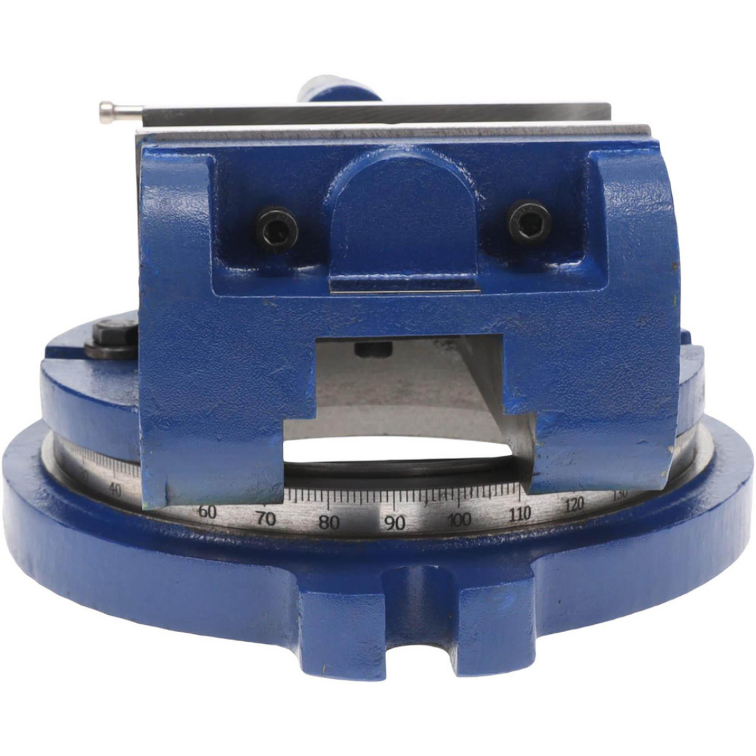 Gibraltar Machine Vise: Light Duty, Single-Station Swivel Base G-110922 rear angled view featuring the heavy-duty handle, precision-machined body, and rotating swivel base for versatile workholding applications.