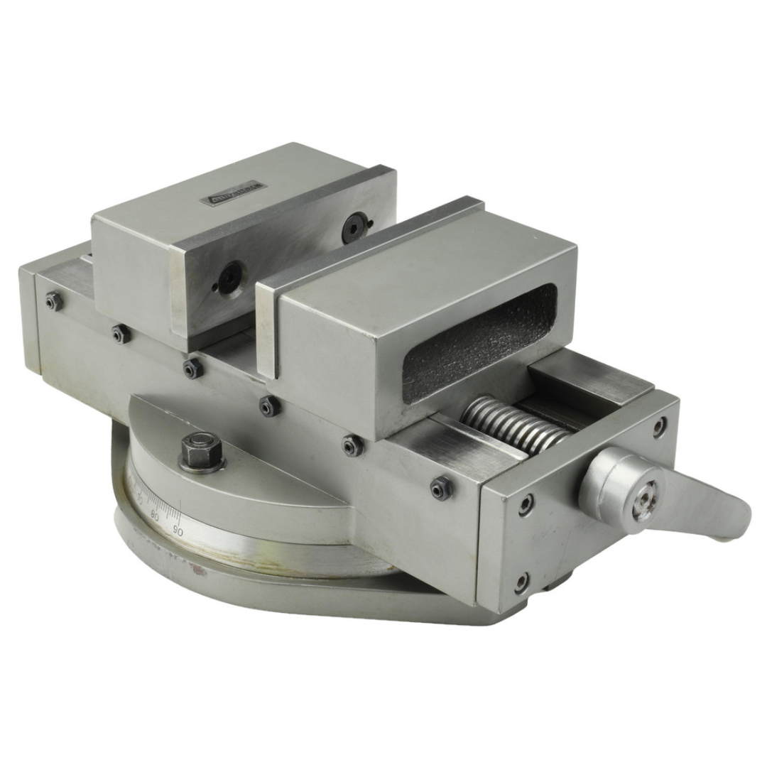Gibraltar Self-Centering Vise: 6.0000" Max Jaw Opening 110083 opposite side view featuring the self-centering vise design for repeatable machining accuracy.