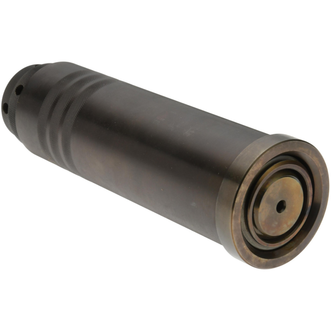 Gibraltar Support Screw Jack MAS-0900 side view displaying the heavy-duty cylindrical body, precision support face, and threaded adjustment mechanism for accurate workpiece stabilization and fixture support.