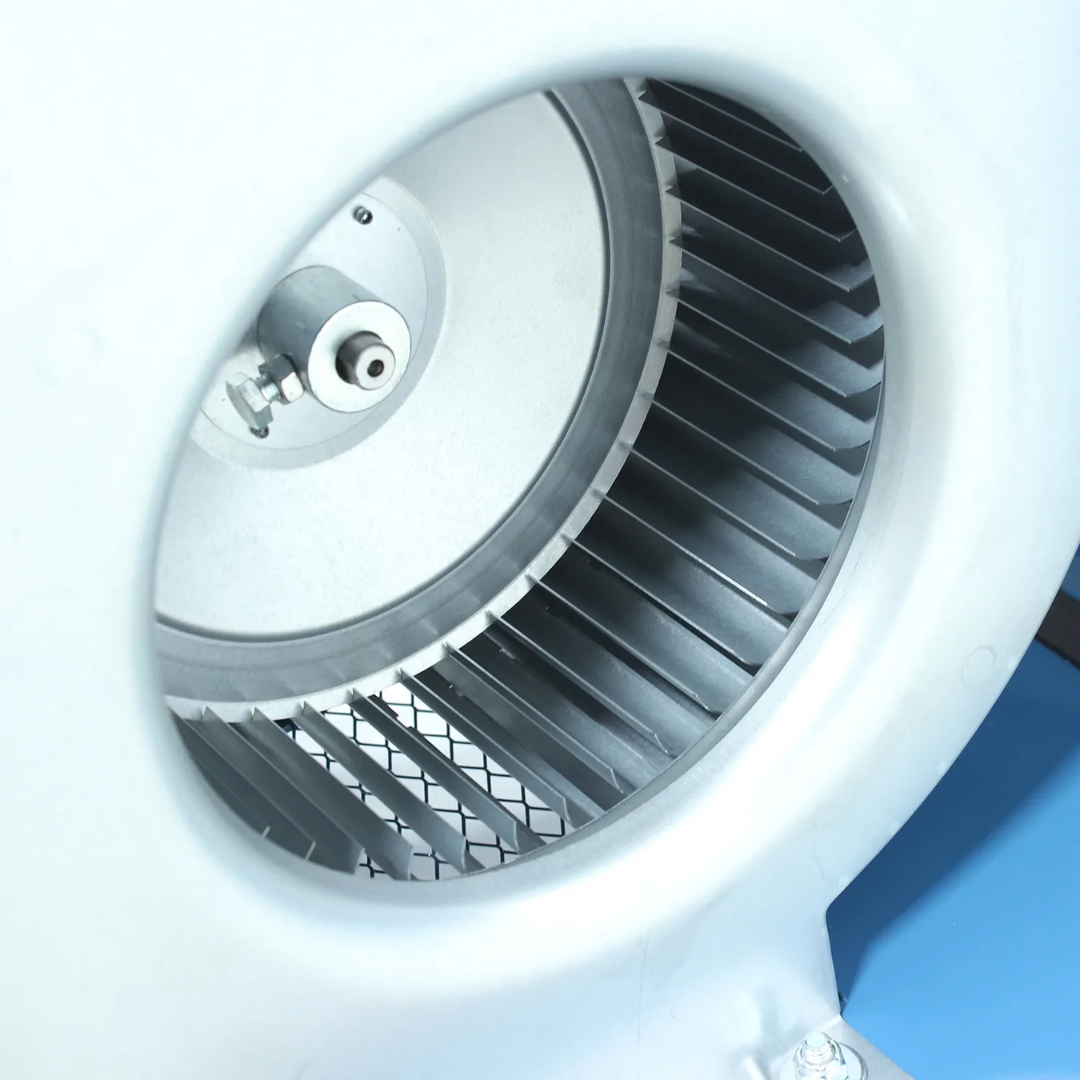 High-capacity centrifugal fan component of Baileigh Downdraft Table 1008627 engineered for consistent suction and reliable dust collection performance.