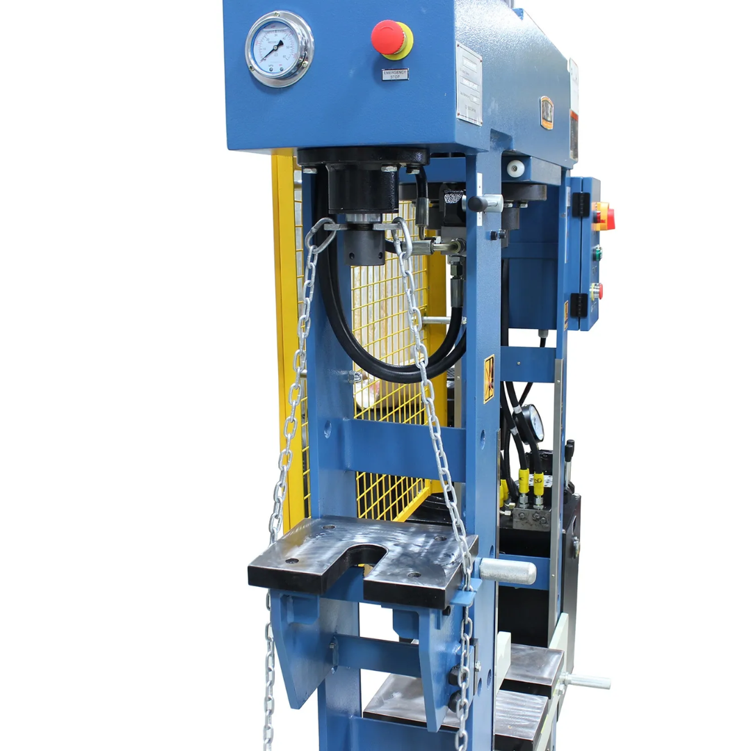 Hydraulic cylinder assembly on the Baileigh 30/10-Ton Two-Station H-Frame Hydraulic Press (HSP-30M-C) 1019289 delivering precise and controlled pressing force.