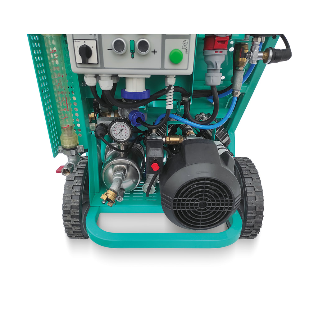 IMER KOINE 3.1 Continuous Mixer/Pump internal electrical and control system close-up featuring industrial-grade wiring and operational components for reliable performance.
