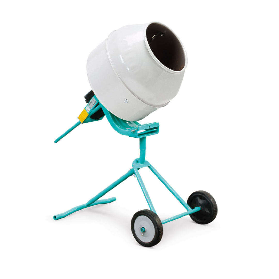 IMER MINUTEMAN II - Portable 5CF Mixer with Tripod Stand front angled view showing compact portable concrete mixer design