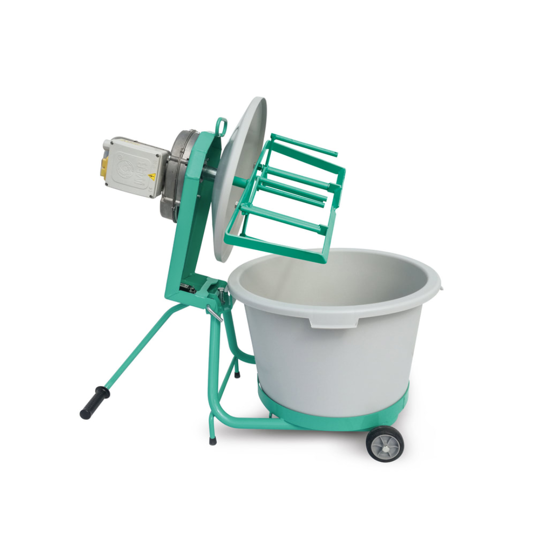 IMER MIX-ALL 60 Vertical Shaft Mixer 1193988 angled side view highlighting reinforced mixing drum and ergonomic loading height for efficient operation