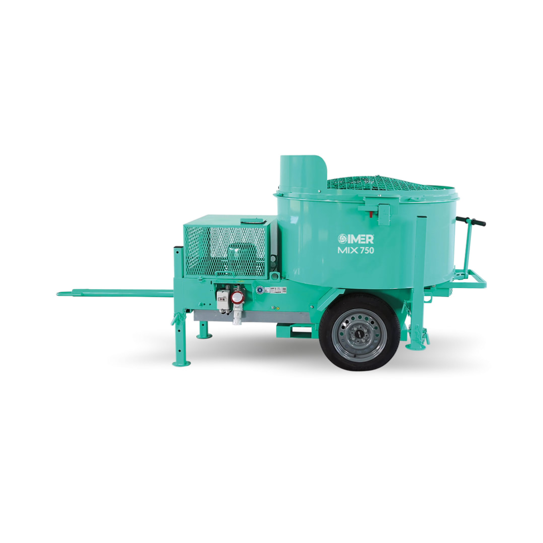 IMER MIX 750 Vertical Shaft Mixer industrial high-capacity vertical shaft mixer engineered for large-scale mixing of mortar, grout, concrete, refractory materials, and specialty cementitious compounds
