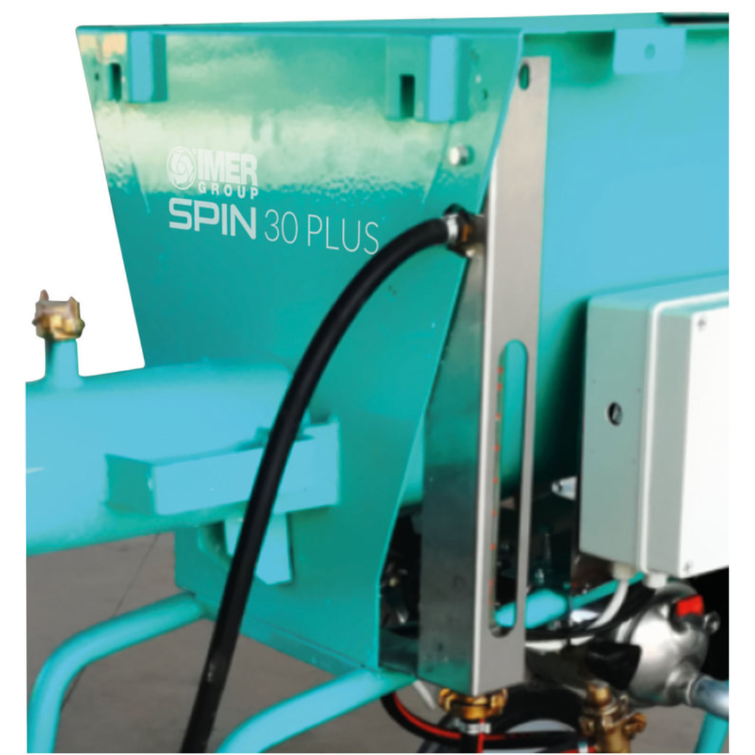IMER SPIN 30 Continuous Mixer 1106152 side profile highlighting electric motor assembly and durable continuous mixing chamber construction