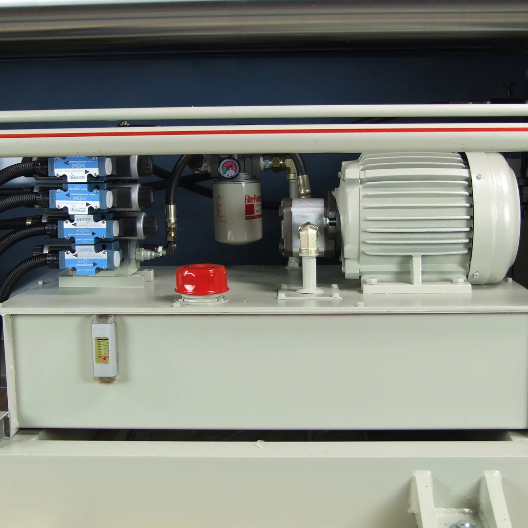 Internal control panel of the Baileigh Plate Roll PR-613 1006579 featuring industrial electrical components for dependable machine performance.