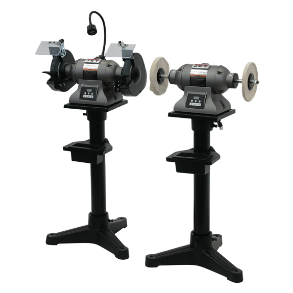 JET 1 HP variable speed bench grinder displaying large eye safety shields