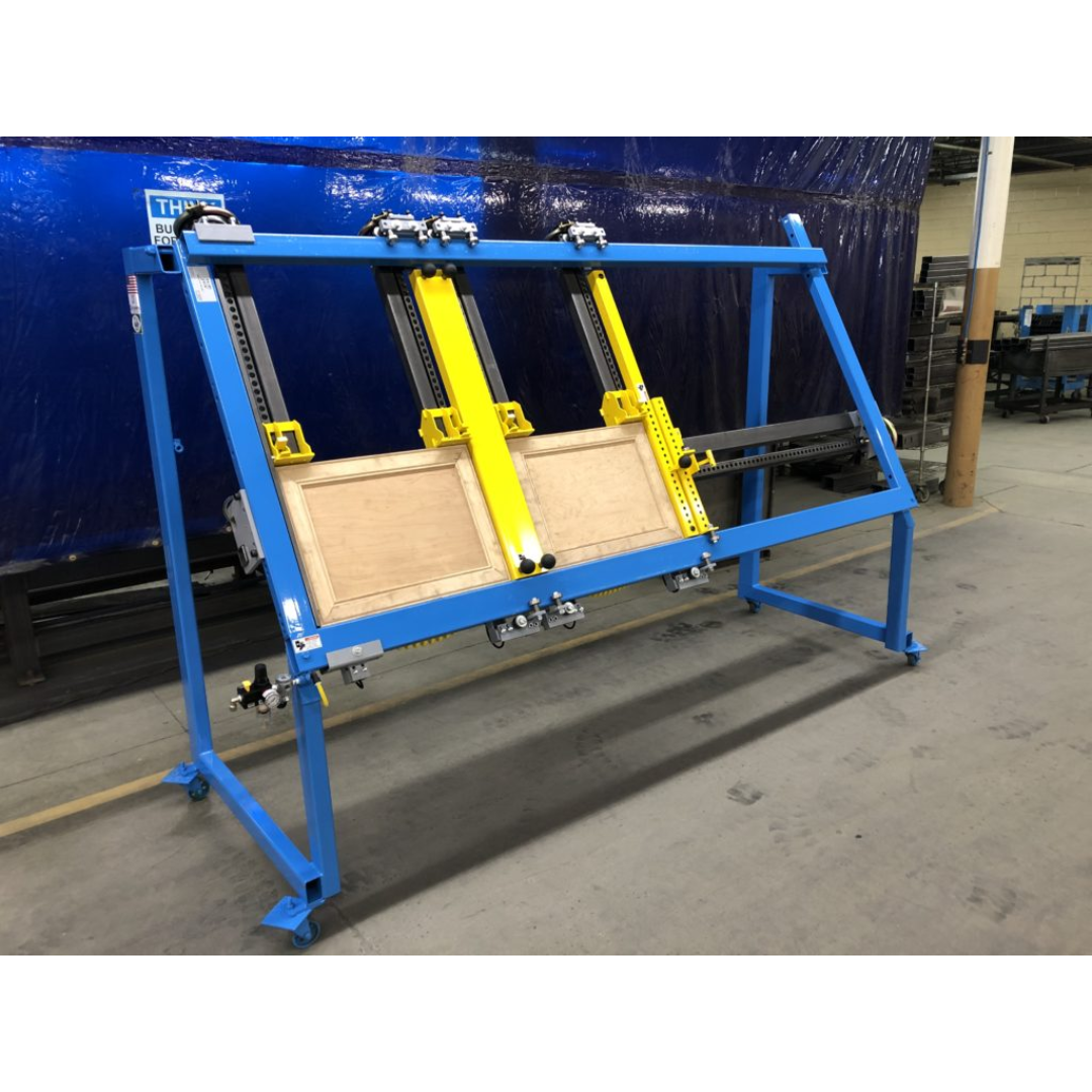 JLT #717C-DDC Double Door Clamp angled workstation with dual clamping stations for increased production efficiency
