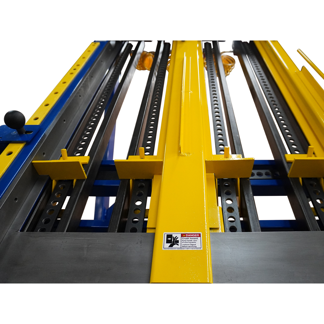 JLT #79K-10 Heavy Duty Entry Door Clamp rear frame and cylinder positioning for increased operator workspace
