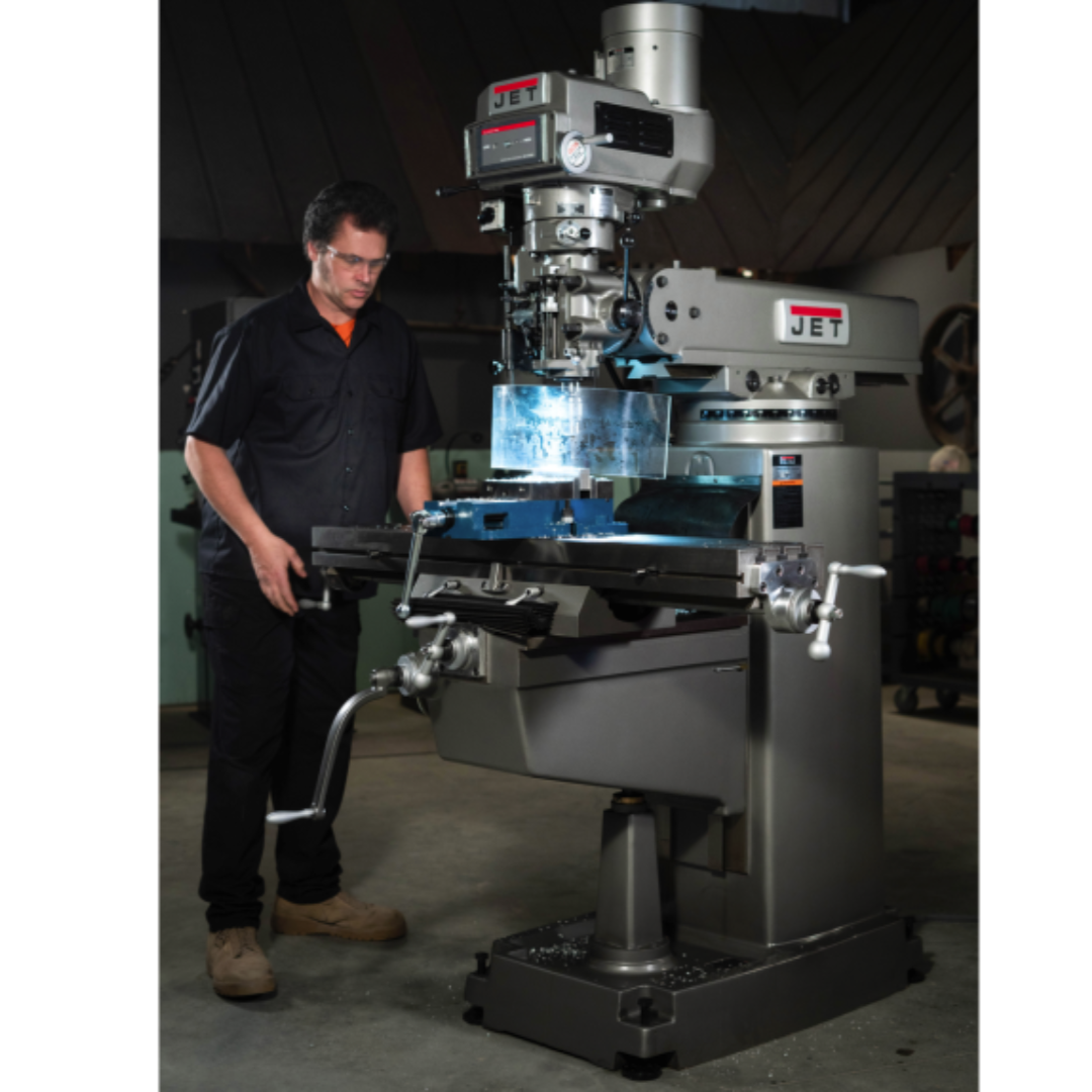 Jet 10 x 50" Knee Milling Machine: 3.00 hp, Variable Speed Pulley, Three Phase 690159 machine in use jet tools