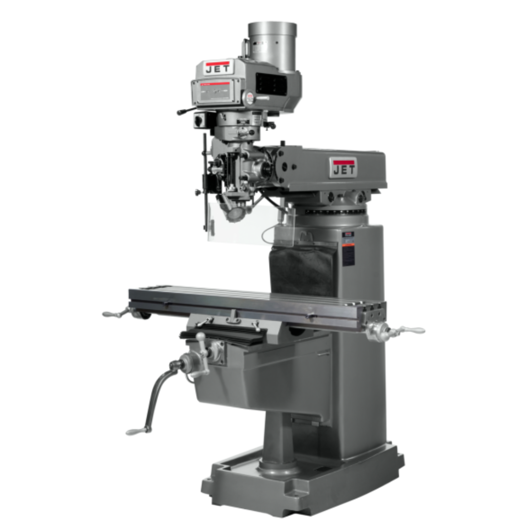 Jet 50 x 10" Knee Milling Machine: 3.00 hp, Electronic Variable Speed, Three Phase  60 RPM Min, 4200 RPM Max, R8 Spindle Taper 691050 front side view