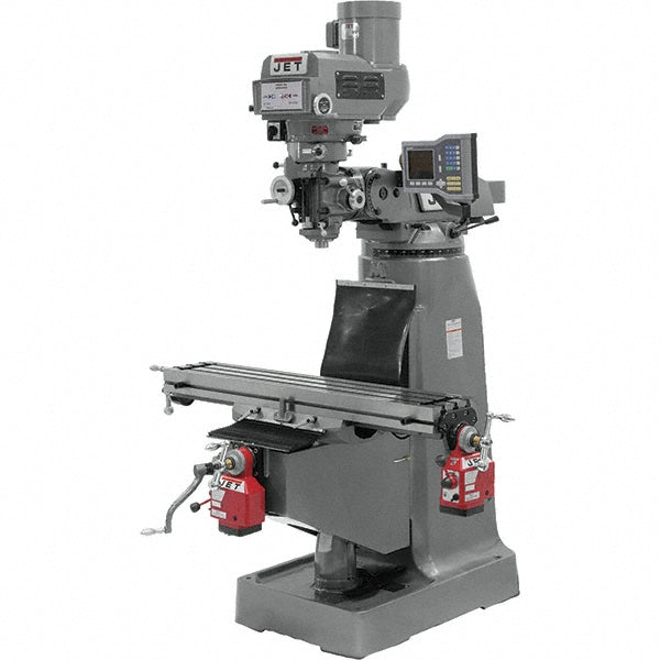 Jet 9 x 42" Knee Milling Machine: 2.00 hp, Variable Speed Pulley, Single Phase  60 RPM Min, 4200 RPM Max, R8 Spindle Taper  690197 