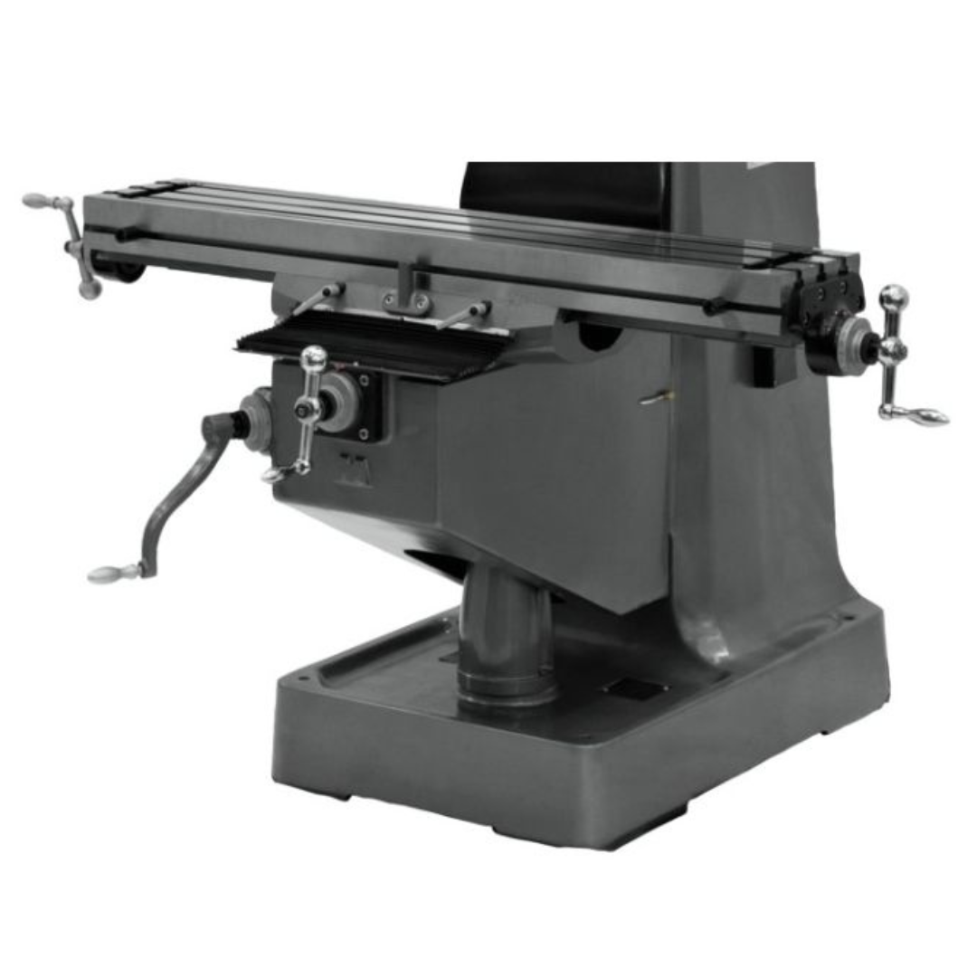Jet 9 x 49" Knee Milling Machine: 3.0000 hp, Variable Speed Pulley, Three Phase  60 RPM Min, 4200 RPM Max, R8 Spindle Taper 690182  base