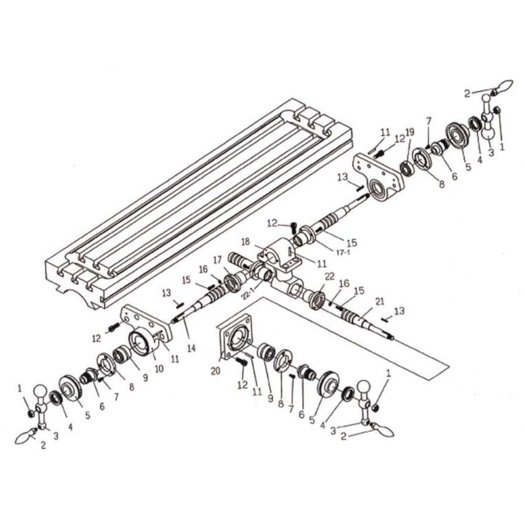Jet 9 x 49" Knee Milling Machine: 3.0000 hp, Variable Speed Pulley, Three Phase  60 RPM Min, 4200 RPM Max, R8 Spindle Taper 690182 paper view diagram parts close up view of milling