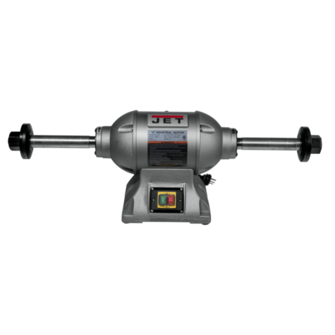 Jet Bench Buffer: 12" Wheel Dia, 1-1/4" Arbor Hole Dia, 2 hp  230 V, 1 Phase, 1,800 Max RPM 578412 front view