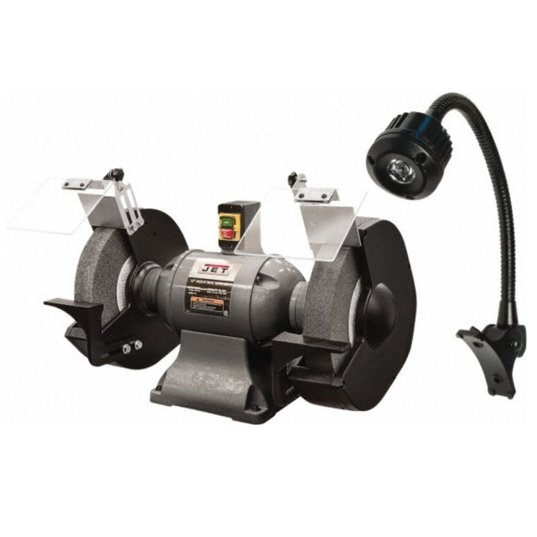 Jet Bench Grinder: 12" Wheel Dia, 1-1/4" Arbor Hole Dia, 2 hp  230 V, 3 Phase, 1,720 Max RPM 4724224/4724487 close up view