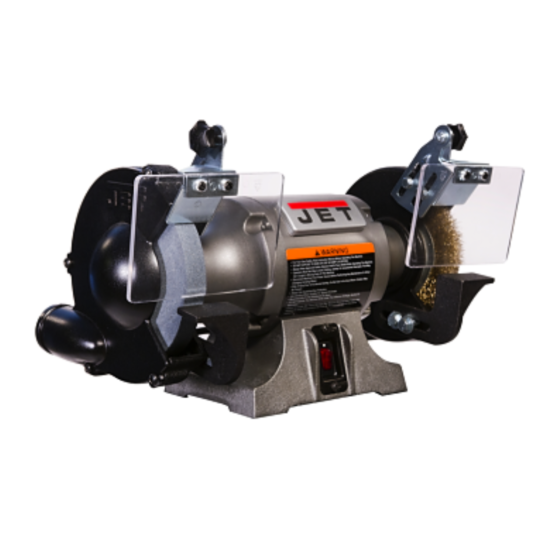 Jet Bench Grinder: 6" Wheel Dia, 1/2" Arbor Hole Dia  115 V, 1 Phase, 3,450 Max RPM 577126 left side view
