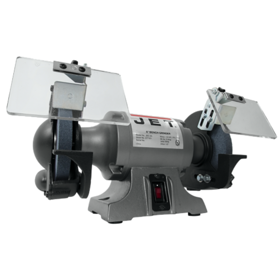 Jet Bench Grinder: 6" Wheel Dia, 1/2" Arbor Hole Dia 577101 left side front view