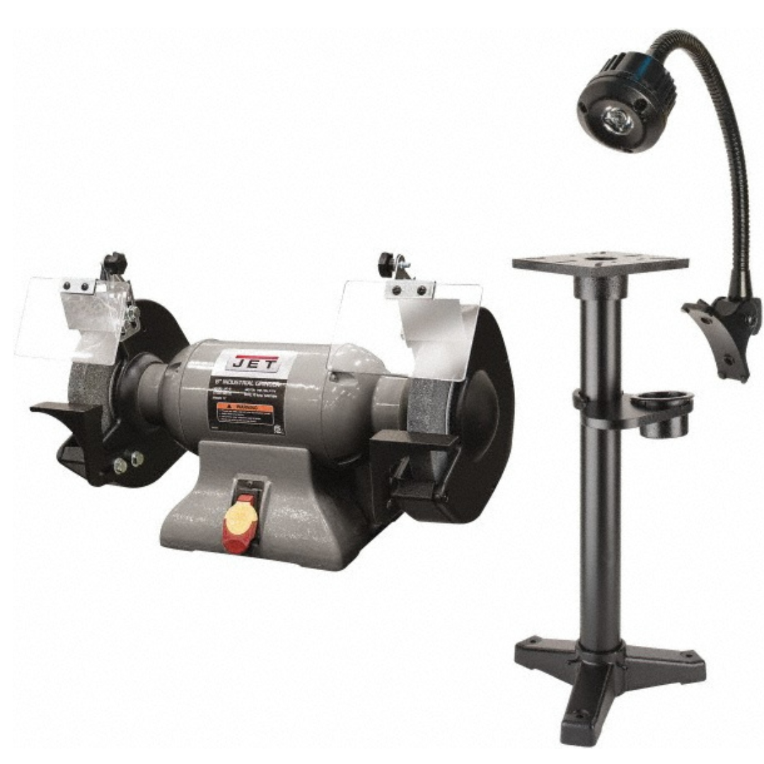 Jet Bench Grinder: 8" Wheel Dia, 0.63" Arbor Hole Dia, 1 hp  115 V, 1 Phase, 3,450 Max RPM 4724137/4724486