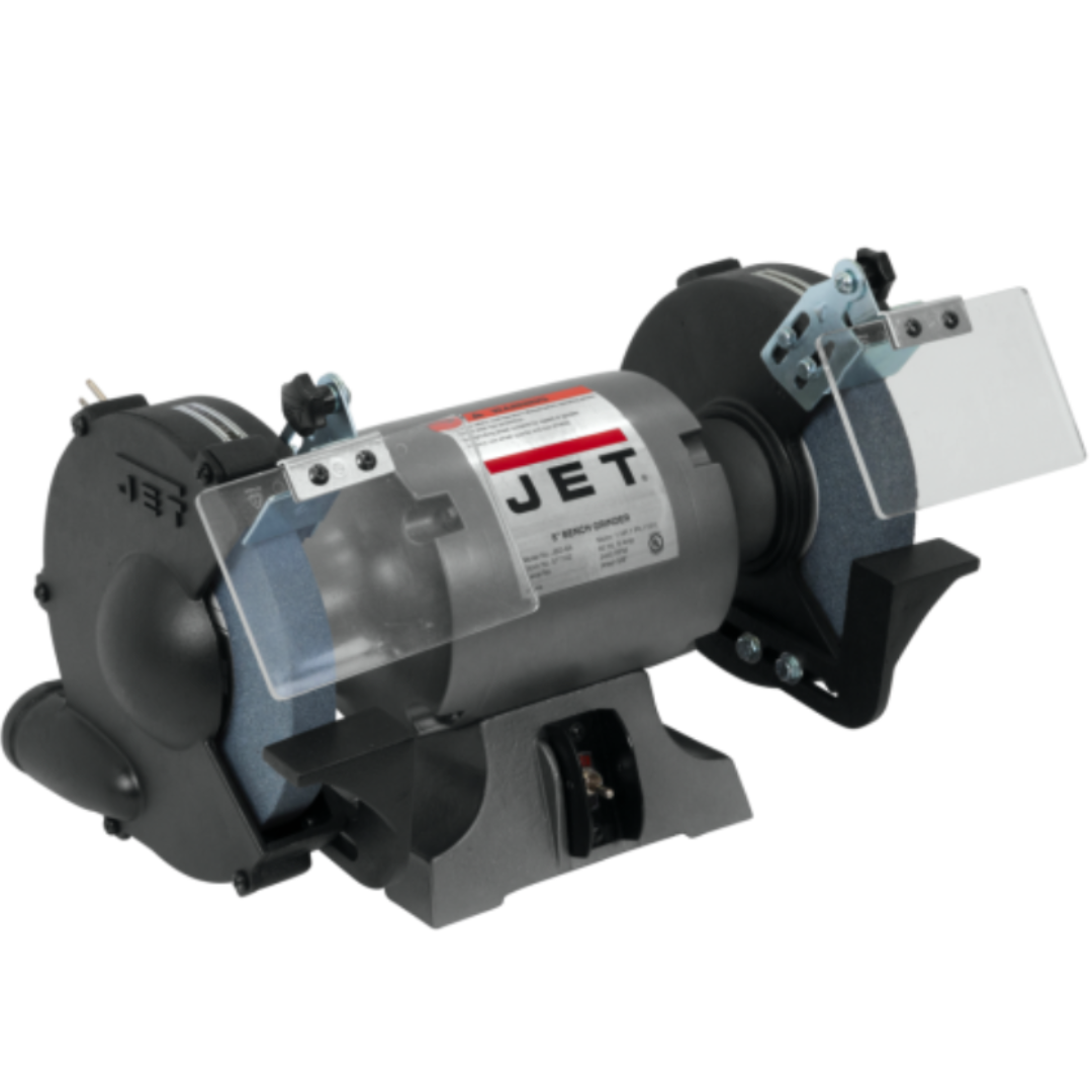 Jet Bench Grinder: 8" Wheel Dia, 5/8" Arbor Hole Dia, 1 hp 577102 left side full view