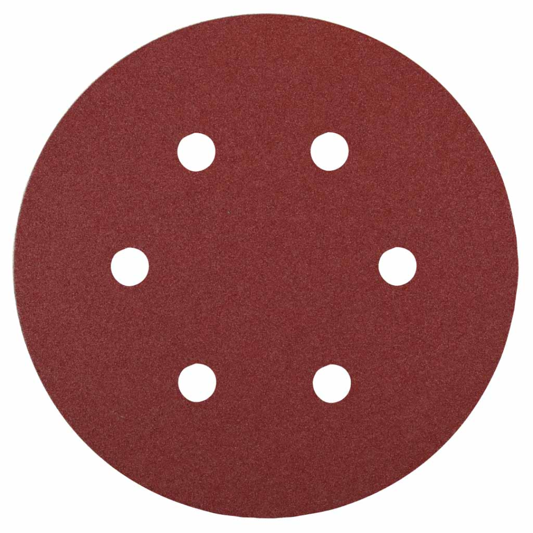Klingspor PS29 Antistatic A/O 220 Grit sanding disc with 6-hole pattern, F-weight paper backing, and Kling-On hook and loop attachment for efficient dust extraction and fine woodworking sanding applications.