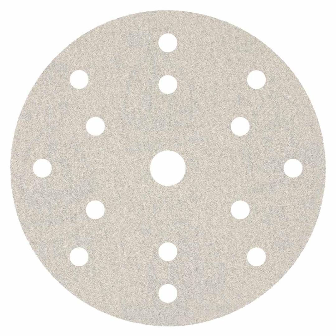 Klingspor PS33 Stearated A/O, 400 Grit, B-Wt Paper, 6"x 15 Holes, Kling-On hook and loop sanding disc featuring aluminum oxide abrasive grain, stearated semi-open coating, 15-hole dust extraction pattern, and durable B-weight paper backing for fine finishing and surface preparation applications.