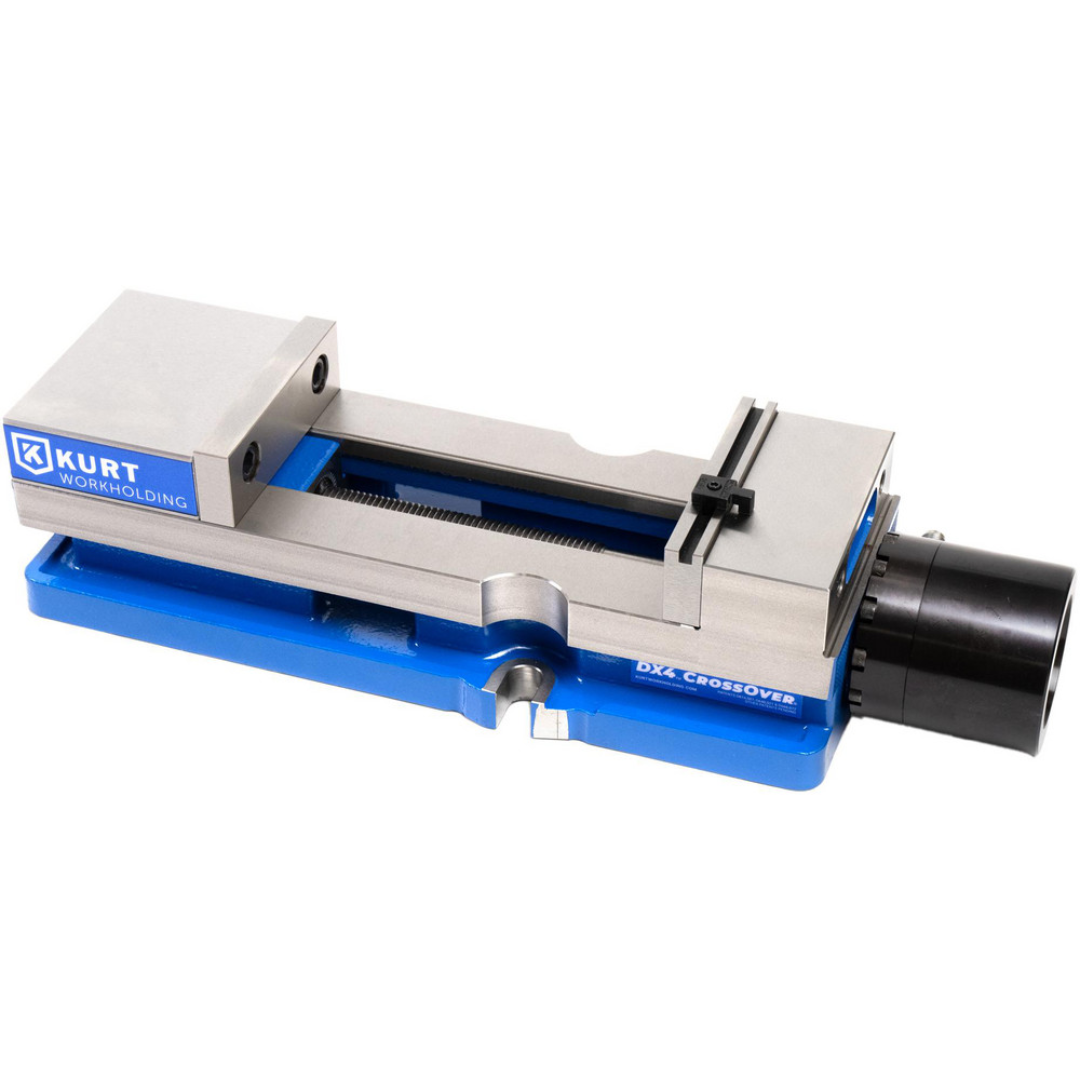 Kurt CNC Machines Vise: DX, Single-Station, 8.00" Jaw Width, 10.0" Jaw Opening, Stationary Base, Precision 81818304 high-precision CNC machine vise featuring an 8-inch jaw width, large opening capacity, rigid stationary base, and DX-series design for demanding machining and production workholding applications.
