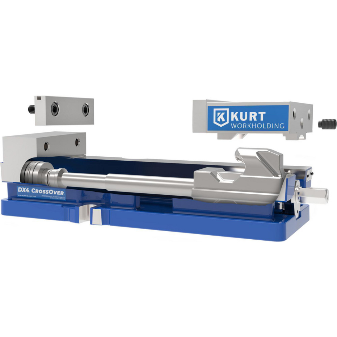 Kurt Machine Vise: Single-Station, 4.00" Jaw Width, 6-1/2" Jaw Opening, Stationary Base, Precision 30980429 front-side product image highlighting the stationary base, precision jaws, and machining-ready construction.