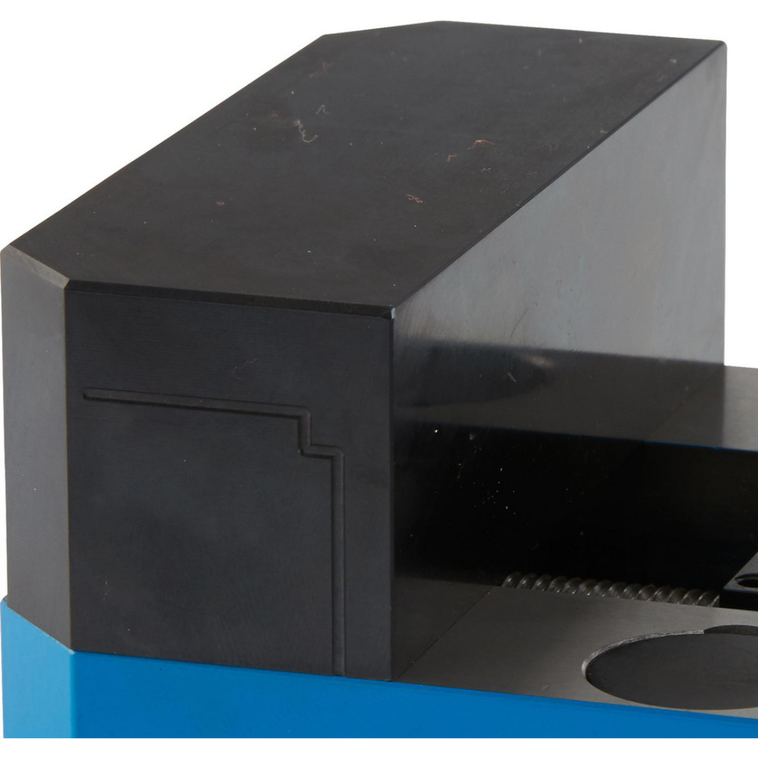 Kurt Modular Carvable Vise: 4" Jaw Width, 1.2500" Jaw Height PF440C close-up view highlighting carvable jaw surfaces, durable vise body, and precision-engineered clamping system for specialized workholding and machining setups.