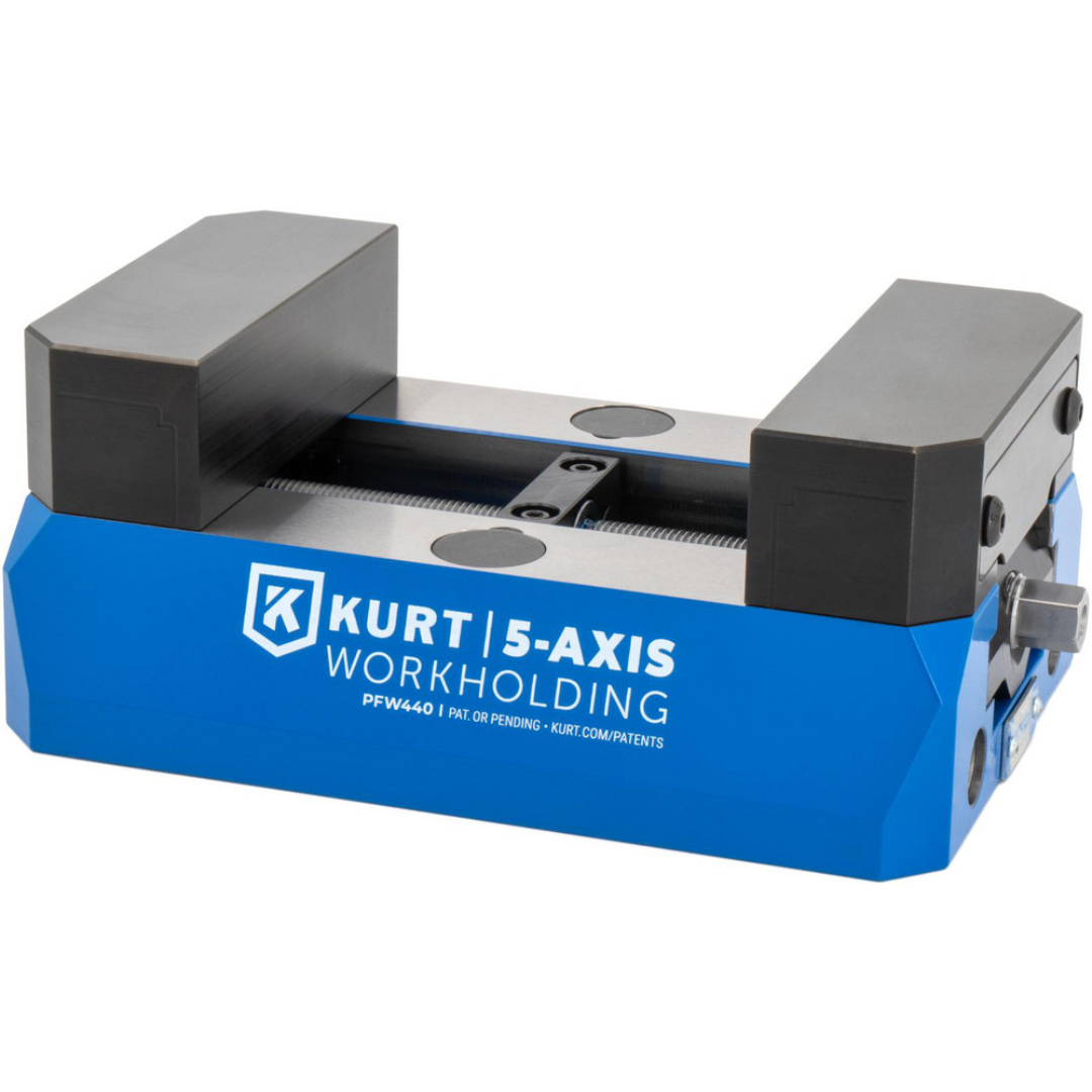 Kurt Self-Centering Vise: PFW, 4.6060" Max Jaw Opening 68624501 precision 5-axis self-centering vise featuring a compact low-profile design for accurate multi-axis machining and secure workpiece positioning.