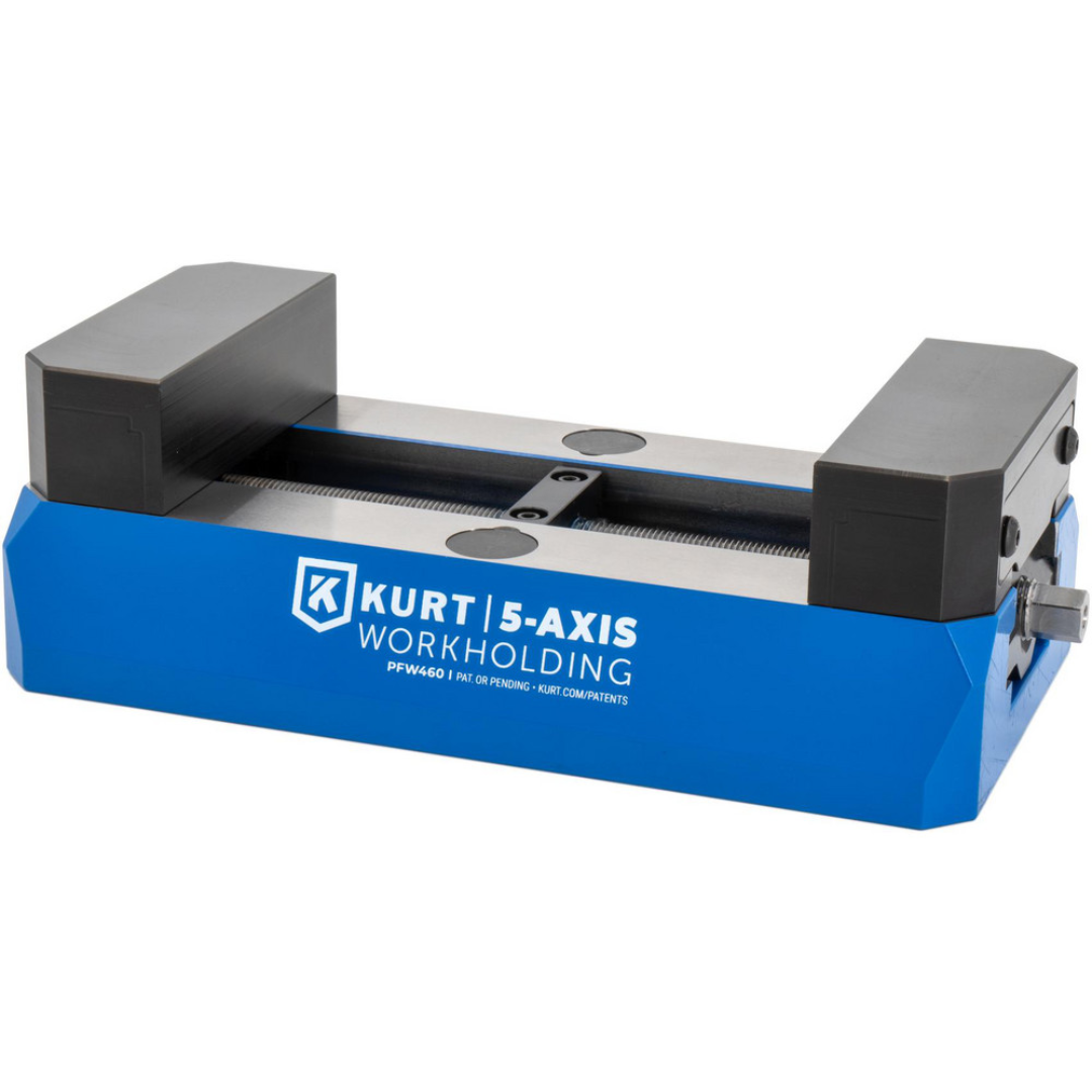 Kurt Self-Centering Vise: PFW, 6.6060" Max Jaw Opening 55542104 shown in a front angled view featuring precision self-centering jaws, durable steel construction, and high-performance CNC workholding design for demanding machining applications.
