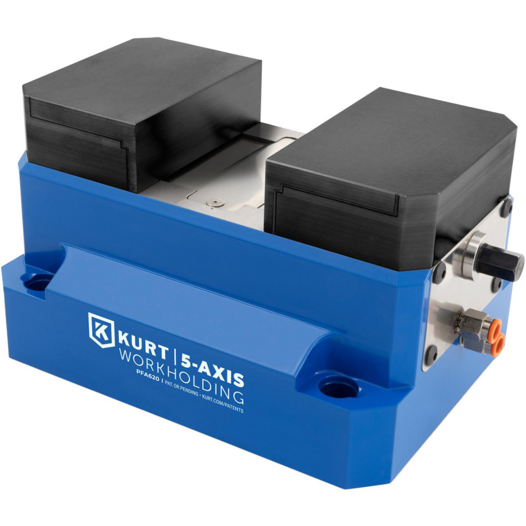 Kurt Self-Centering Vise: PF, 2.4300" Max Jaw Opening 79566253 self-centering precision vise featuring a compact PF-series design, synchronized jaw movement, and rigid workholding construction for multi-axis CNC machining and high-accuracy manufacturing applications.