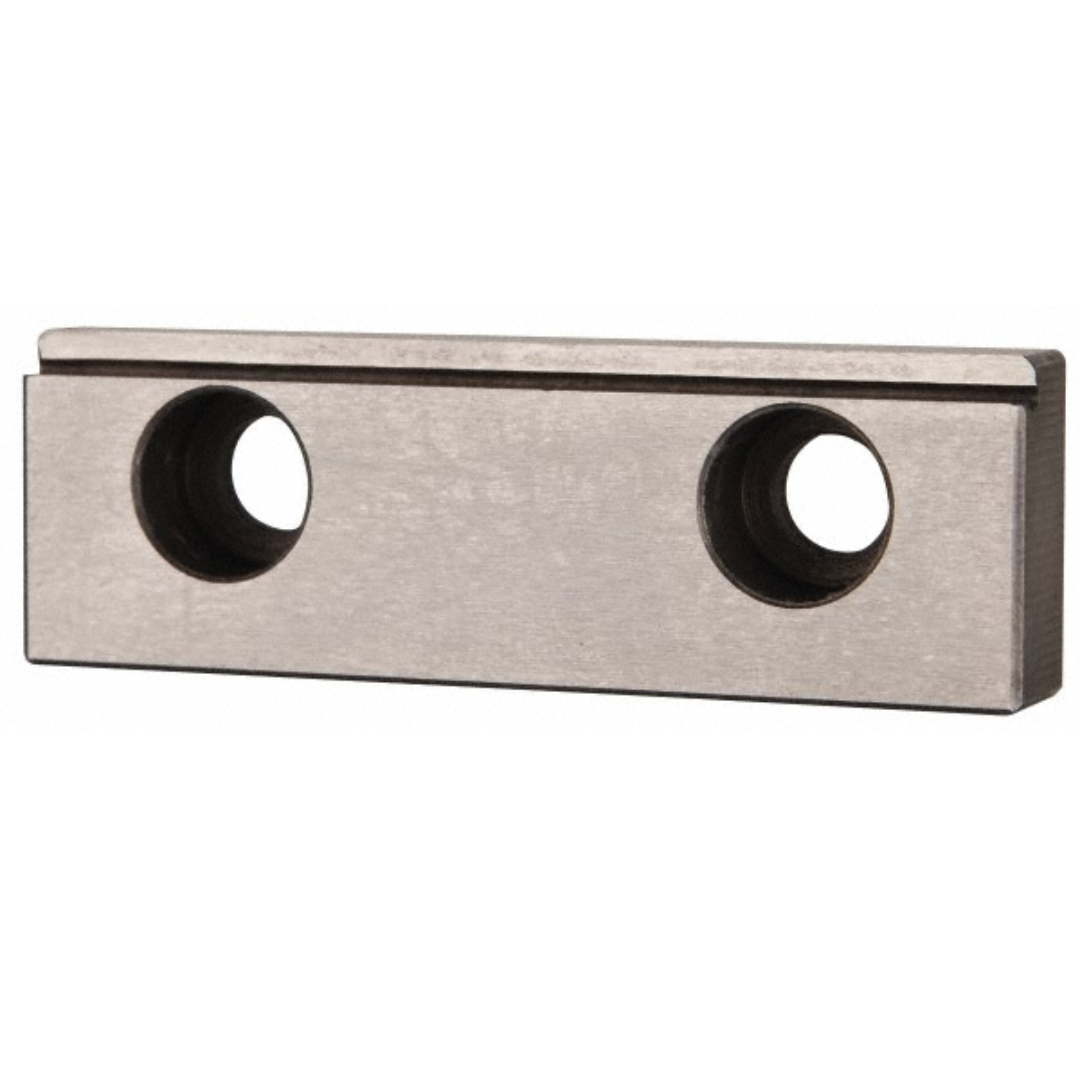 Kurt Vise Jaw: 10.13" Wide, 2.9370" High, 1.3200" Thick, Flat 09211400 precision flat replacement vise jaw manufactured for secure workholding applications, featuring a durable machined steel construction with dual mounting holes for reliable installation.